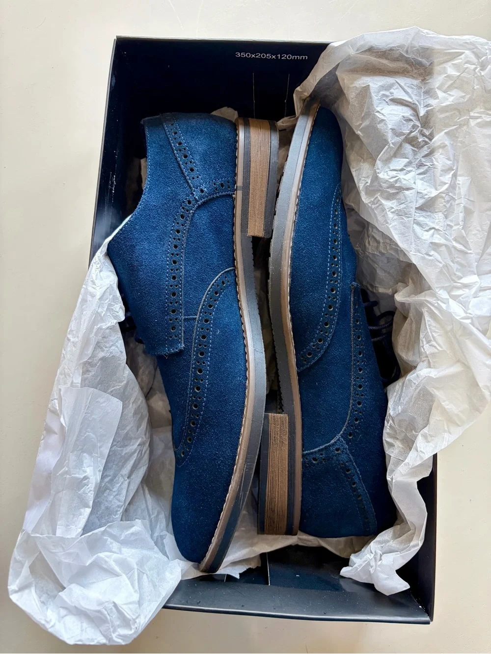 Men's Suede Wingtip Oxford Dress Shoes – Navy Blue